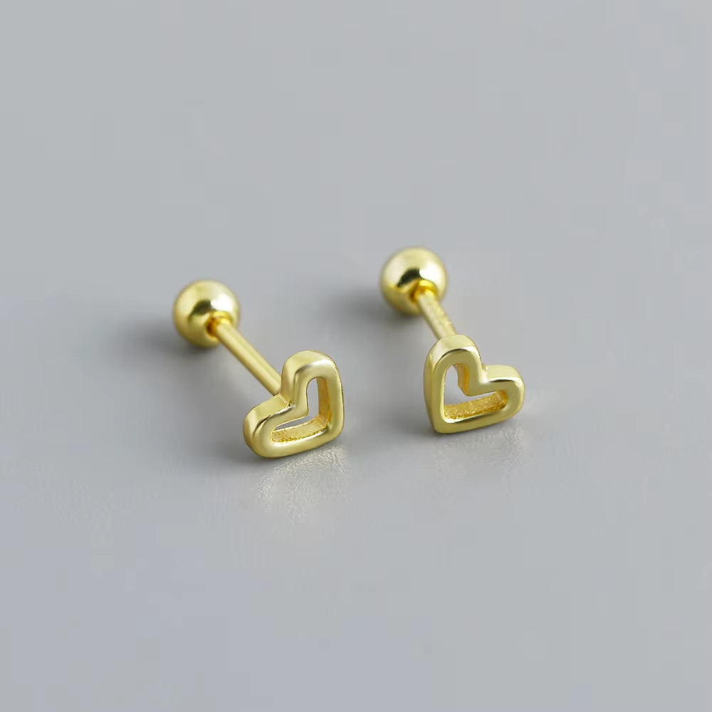 Minimalist Heart Stud Earrings (Gold Plated)
