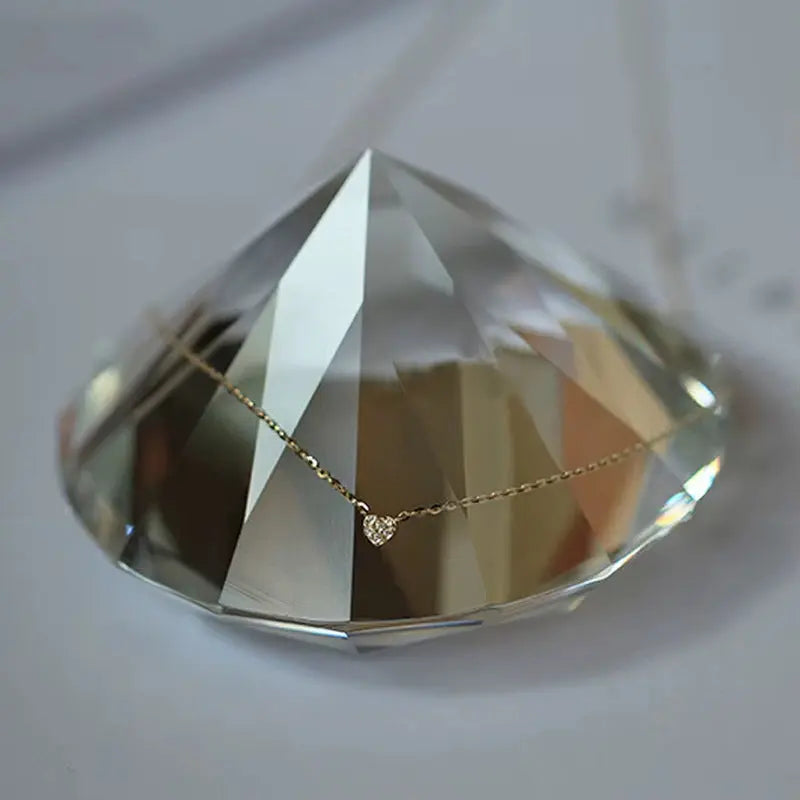 Gold Plated Sterling Silver Heart Diamond Necklace