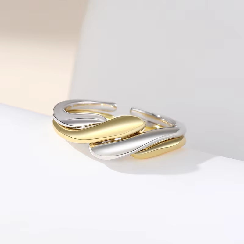 Fine Jewelry 925 Sterling Silver Wedding Rings Gold Plated Removable Ring Set 925 Silver Adjustable Rings for Women