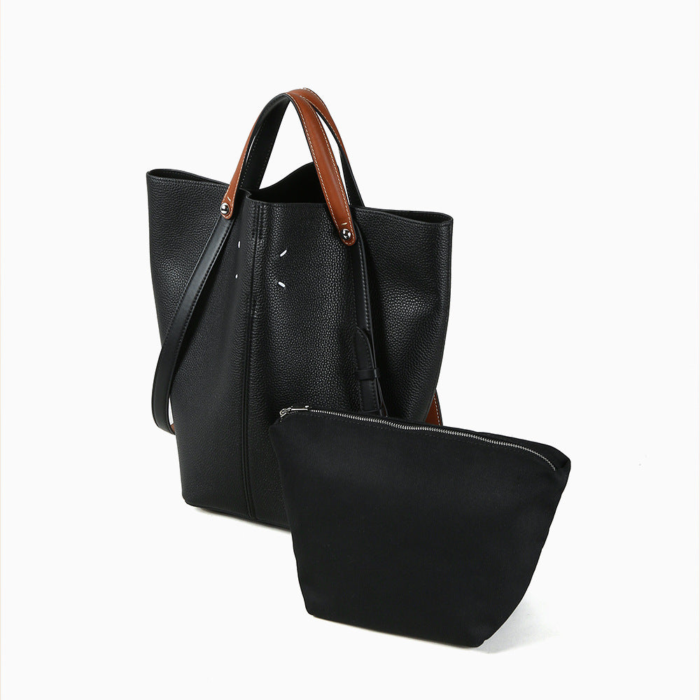 Large Capacity Cowhide Women’s Bucket Tote Bag