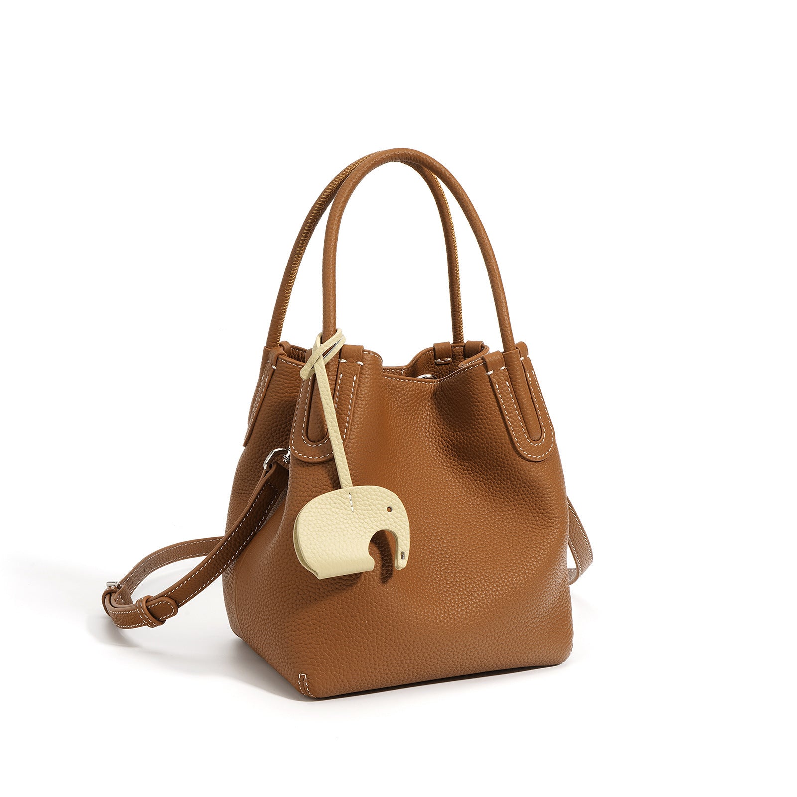 Textured Cowhide Women’s Bucket Messenger Bag