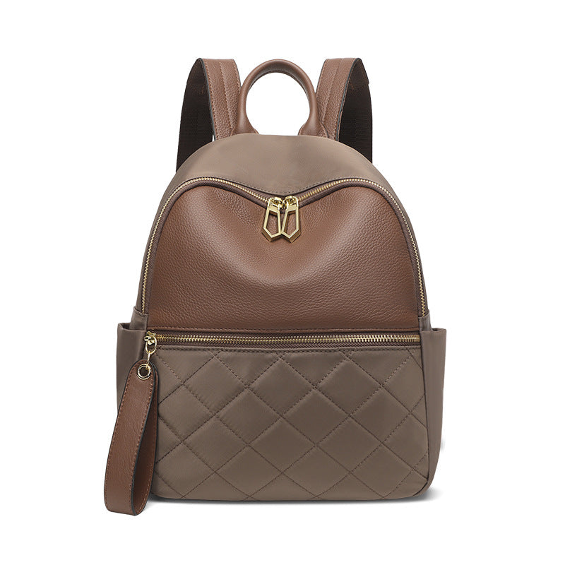 Genuine Leather Diamond Pattern Women’s Backpack
