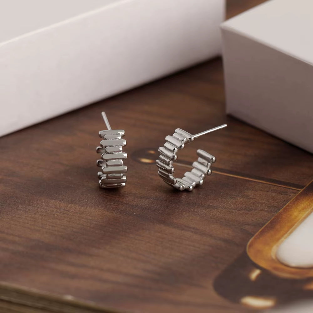 Irregular Line 18K Gold Plated Sterling Silver Stud Earrings