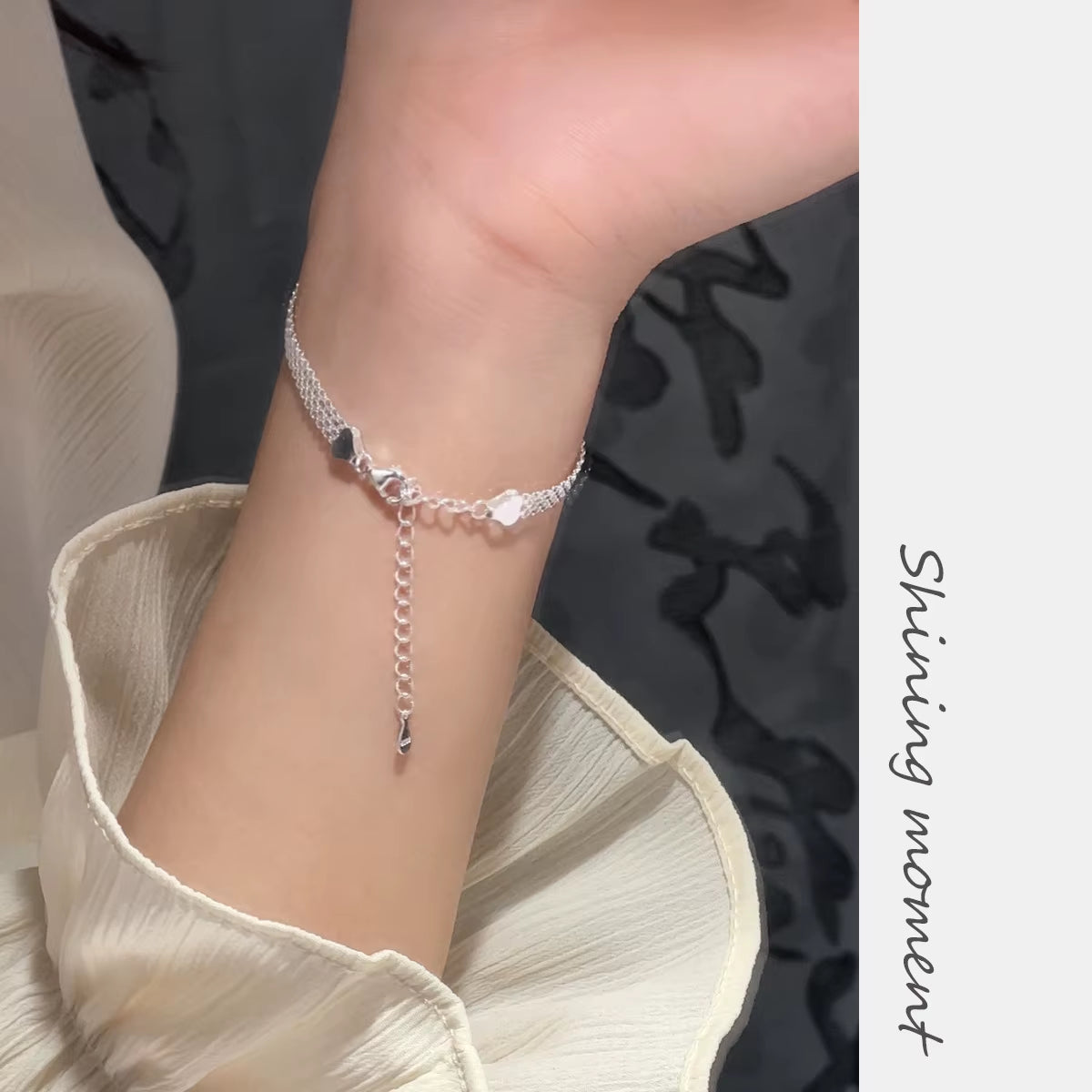 Fashion Minimalist Jewelry Bracelets 925 Sterling Silver Bracelet Wide Flat Weave Woven Plain Gold Plated Bracelets for Women