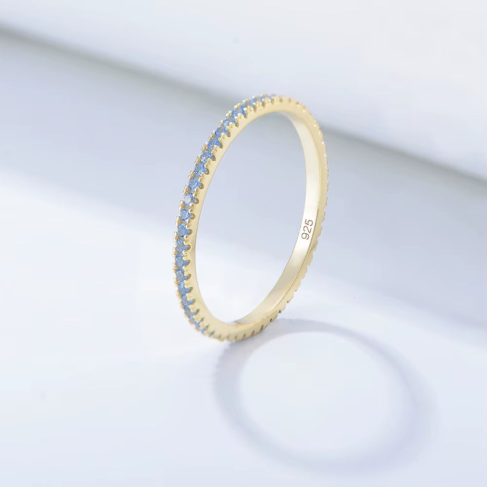 Rainbow Zirconia 18K Gold Plated Sterling Silver Ring