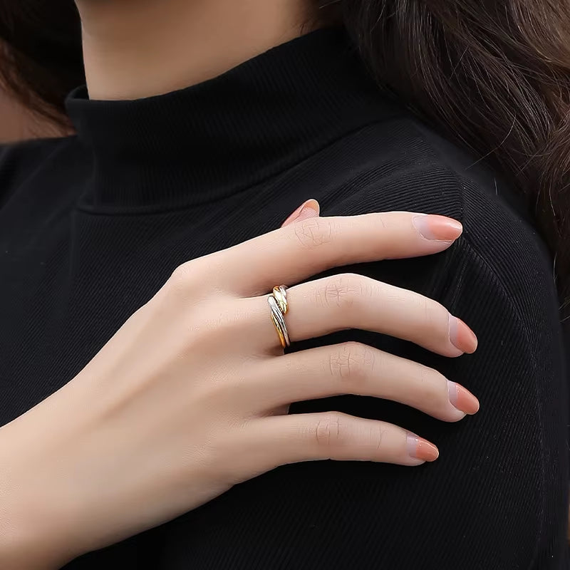 Fine Jewelry 925 Sterling Silver Wedding Rings Gold Plated Removable Ring Set 925 Silver Adjustable Rings for Women