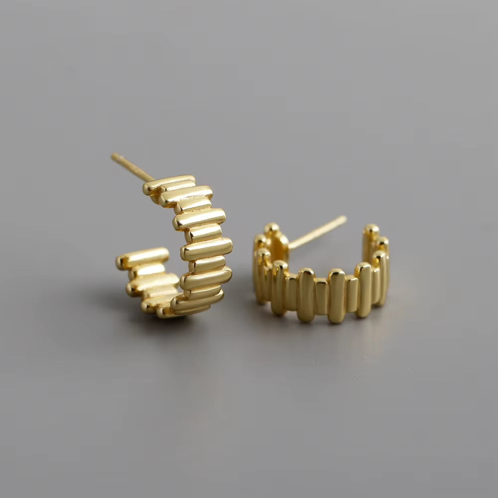 Irregular Line 18K Gold Plated Sterling Silver Stud Earrings