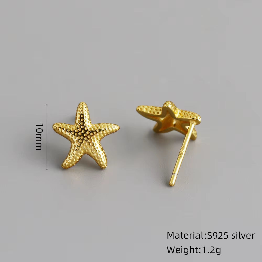 Wholesale Fashion Jewelry Summer Earrings 925 Sterling Silver Sea Star Starfish Earrings for Women Custom Beach Stud Earrings