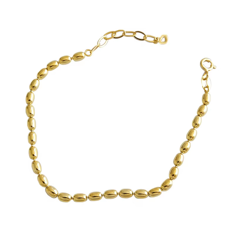 Wholesale 925 Silver Bracelet Women Gold Plated Sterling Silver Small Beads Chain Bracelet Jewelry for Women