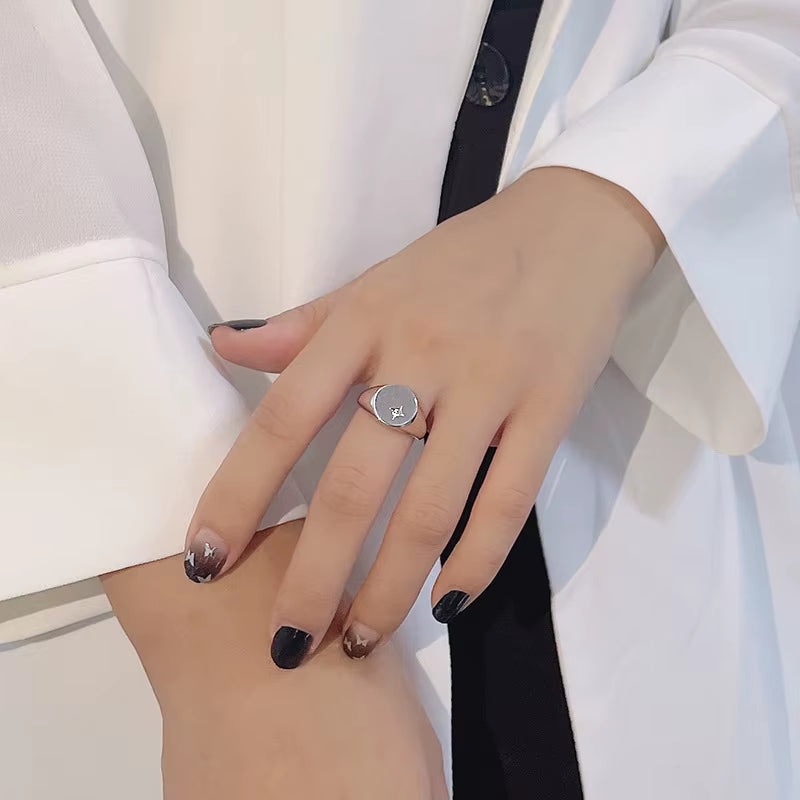 Fine Jewelry Sterling Silver Rings 18K Gold Plated Star Diamond Rings Heavy Thick Wedding Rings Jewelry for Women