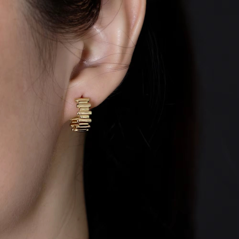 Irregular Line 18K Gold Plated Sterling Silver Stud Earrings