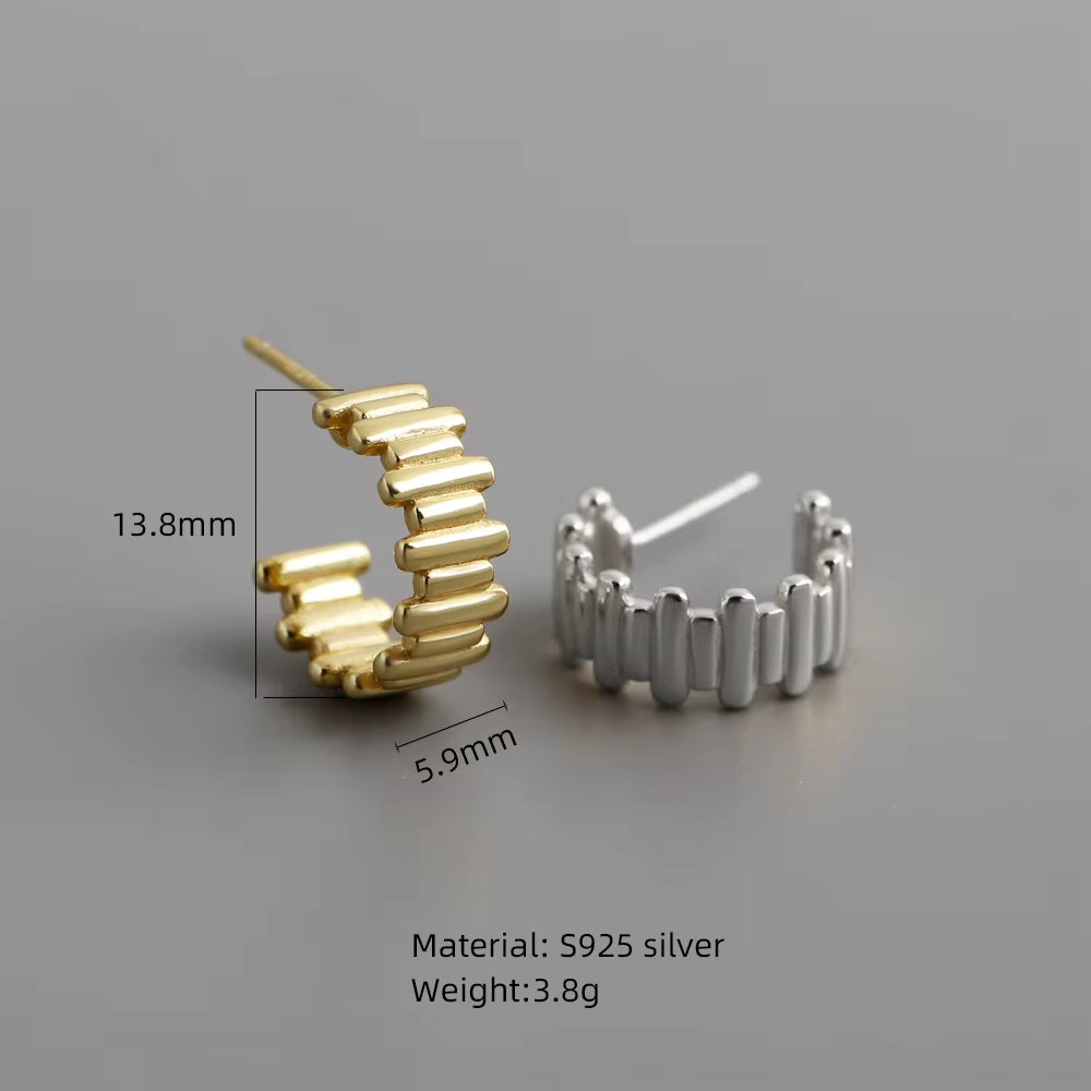 Irregular Line 18K Gold Plated Sterling Silver Stud Earrings