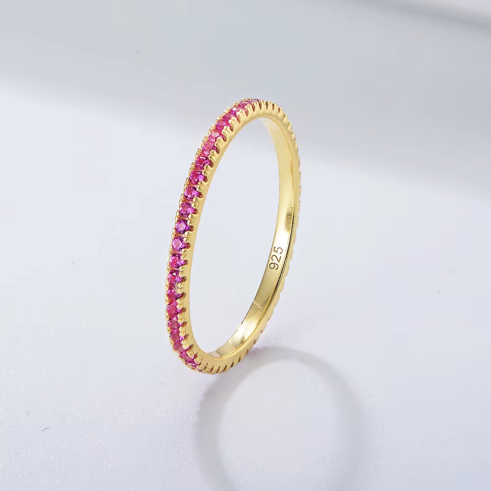 Rainbow Zirconia 18K Gold Plated Sterling Silver Ring