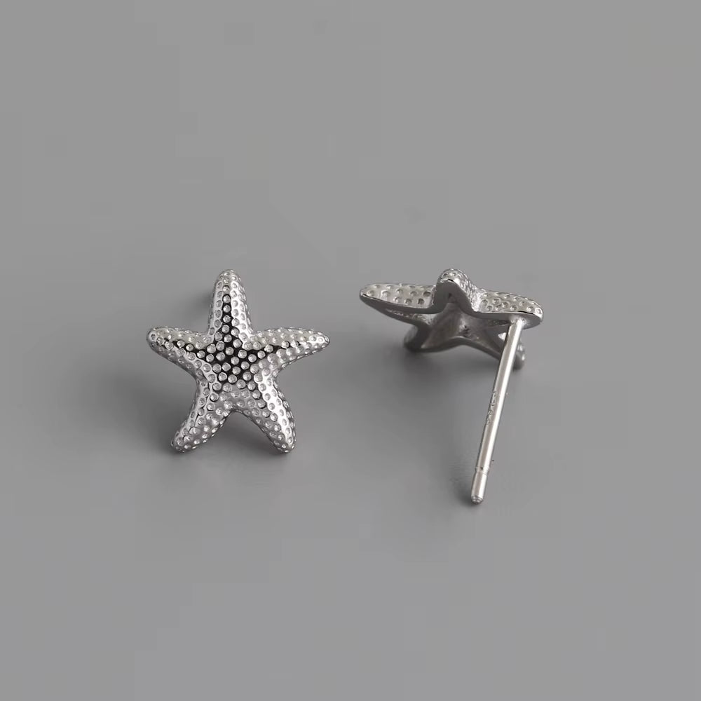 Wholesale Fashion Jewelry Summer Earrings 925 Sterling Silver Sea Star Starfish Earrings for Women Custom Beach Stud Earrings