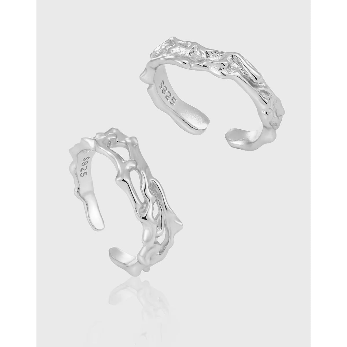 New Fashion 925 Silver Rings Jewelry Women 18K Gold Plated 925 Sterling Silver Luxury Lava Texture Adjustable Rings for Women