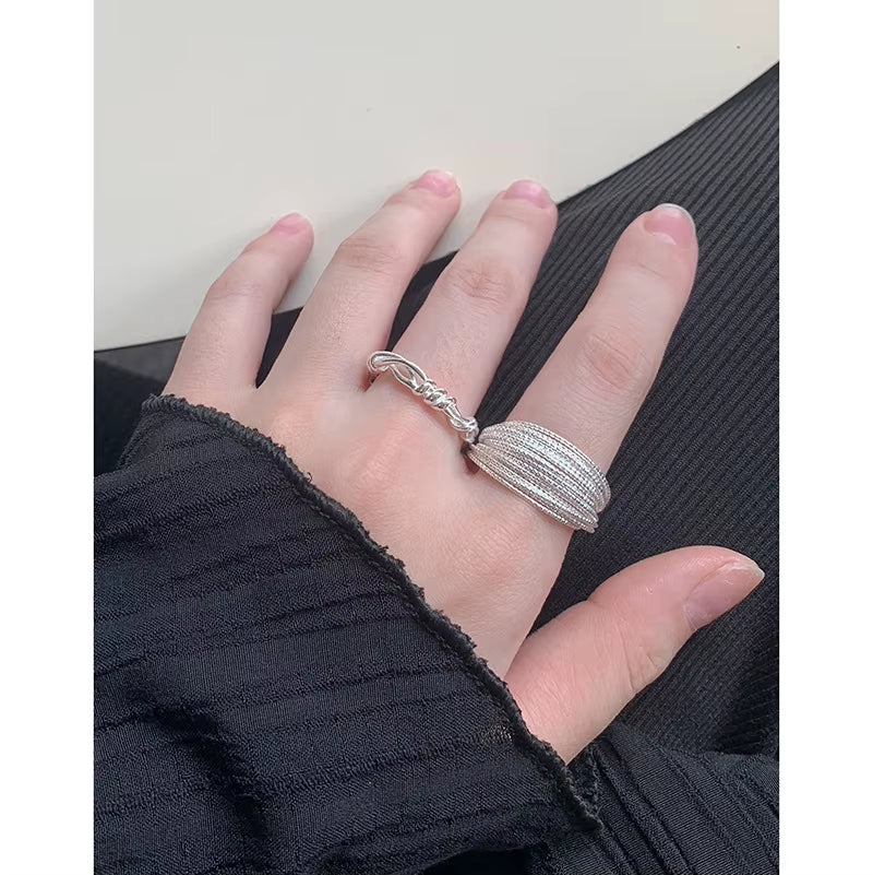 Fine Jewelry Silver 925 Rings Women 18K Gold Plated Twisted Sterling Silver Wide Ring Adjustable Silver Wedding Engagement Rings