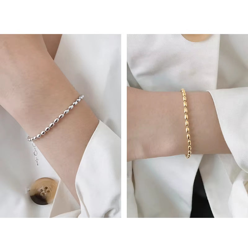 Wholesale 925 Silver Bracelet Women Gold Plated Sterling Silver Small Beads Chain Bracelet Jewelry for Women