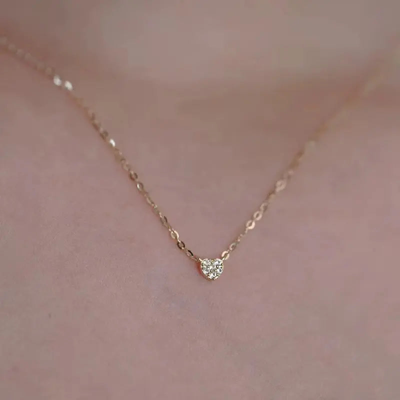 Gold Plated Sterling Silver Heart Diamond Necklace
