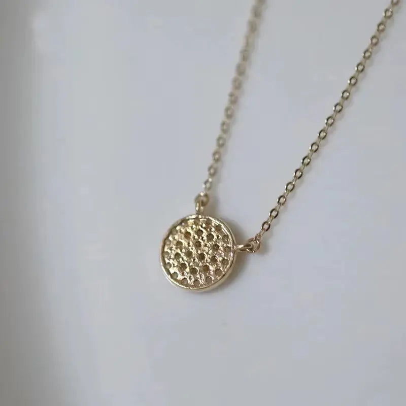 Gold Plated Sterling Silver Circle Zircon Pendant Necklace