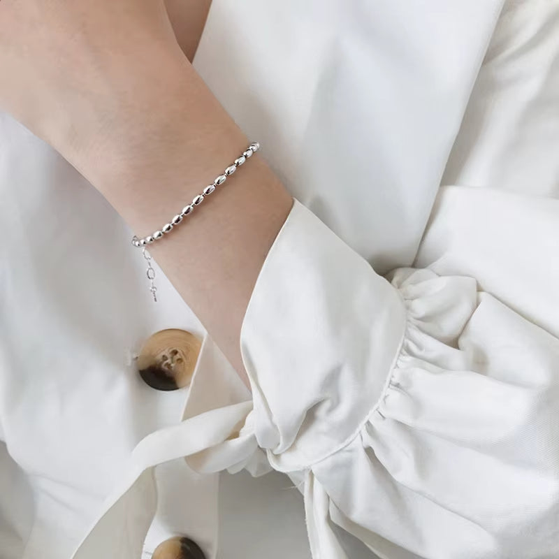 Wholesale 925 Silver Bracelet Women Gold Plated Sterling Silver Small Beads Chain Bracelet Jewelry for Women