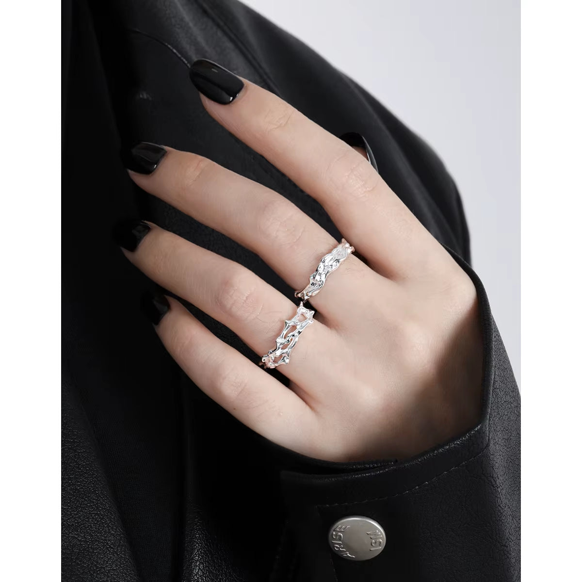 New Fashion 925 Silver Rings Jewelry Women 18K Gold Plated 925 Sterling Silver Luxury Lava Texture Adjustable Rings for Women
