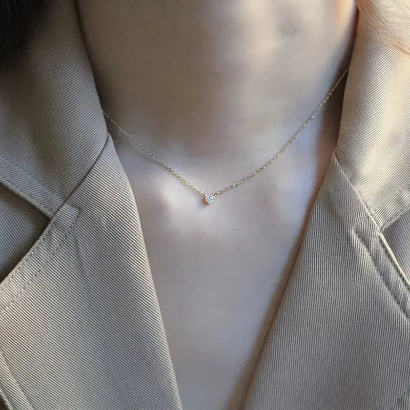 Gold Plated Sterling Silver Heart Diamond Necklace