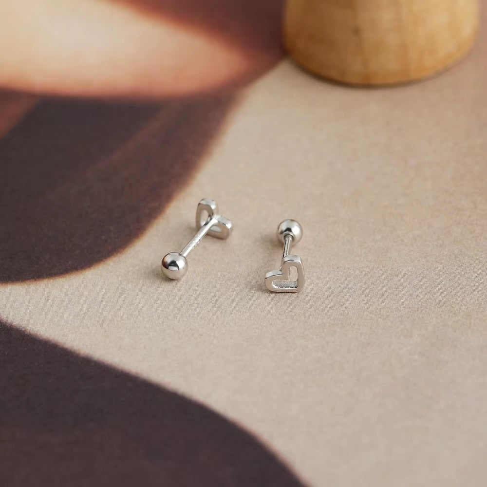 Minimalist Heart Stud Earrings (Gold Plated)