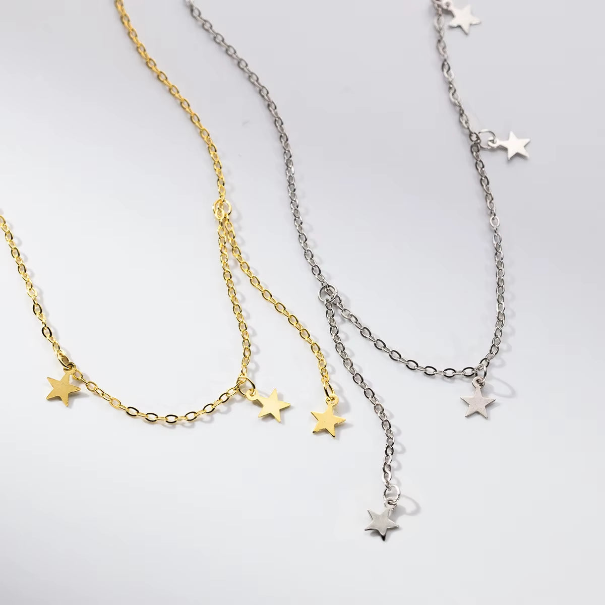 Fashion Jewelry 925 Silver Necklace Women 925 Sterling Silver Star Drop Gold Plated Chain Necklaces Jewelry Dropshipping
