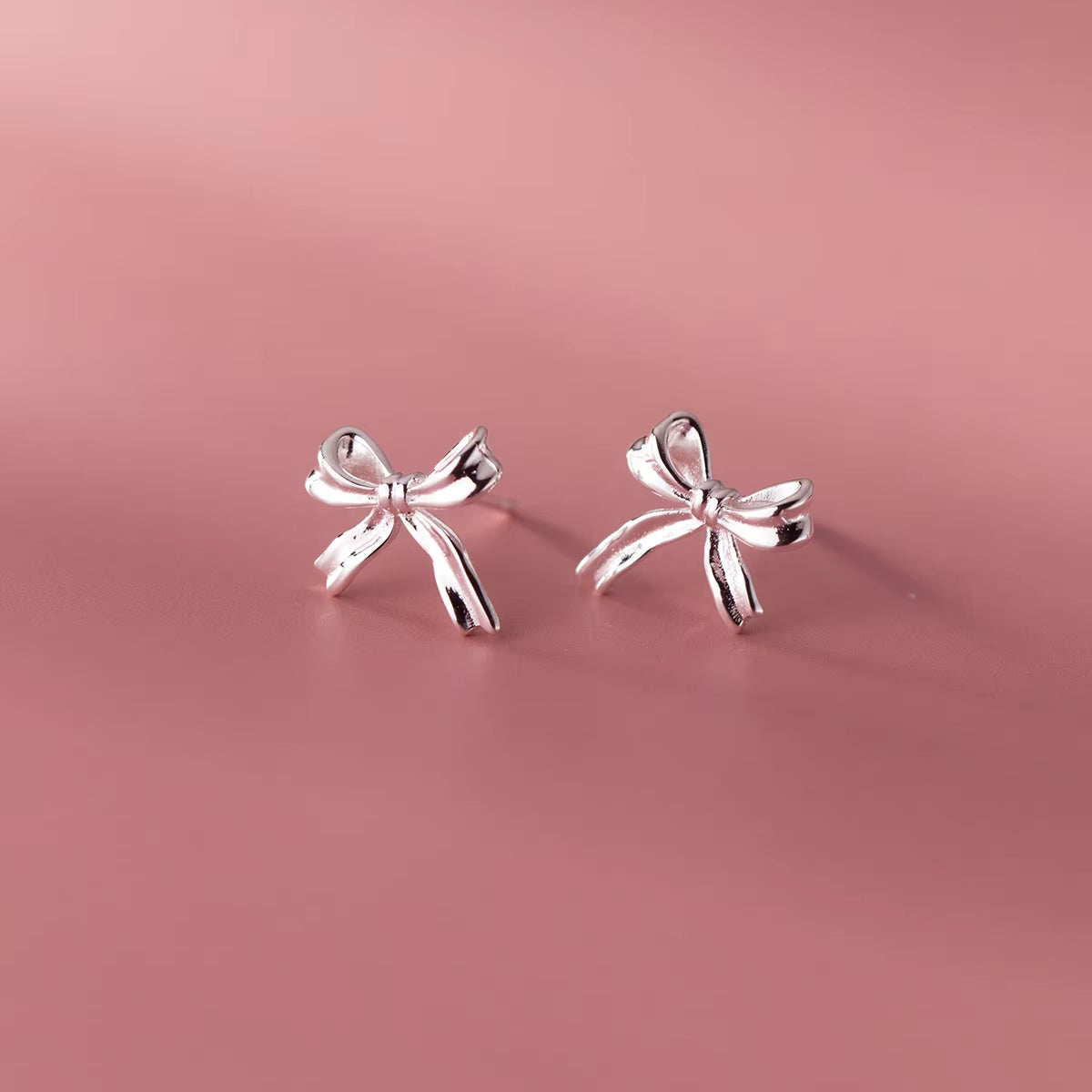 Wholesale Fashion Minimalist Jewelry 925 Sterling Silver Bowknot Bow Knot Gold Plated Stud Earrings Jewelry for Women