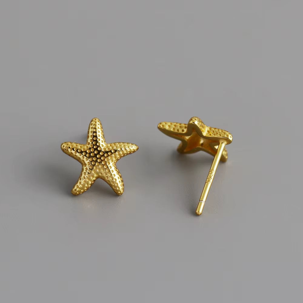 Wholesale Fashion Jewelry Summer Earrings 925 Sterling Silver Sea Star Starfish Earrings for Women Custom Beach Stud Earrings
