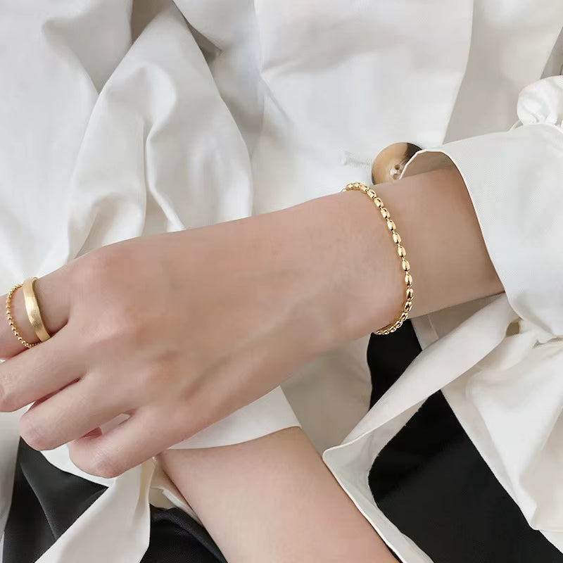 Wholesale 925 Silver Bracelet Women Gold Plated Sterling Silver Small Beads Chain Bracelet Jewelry for Women