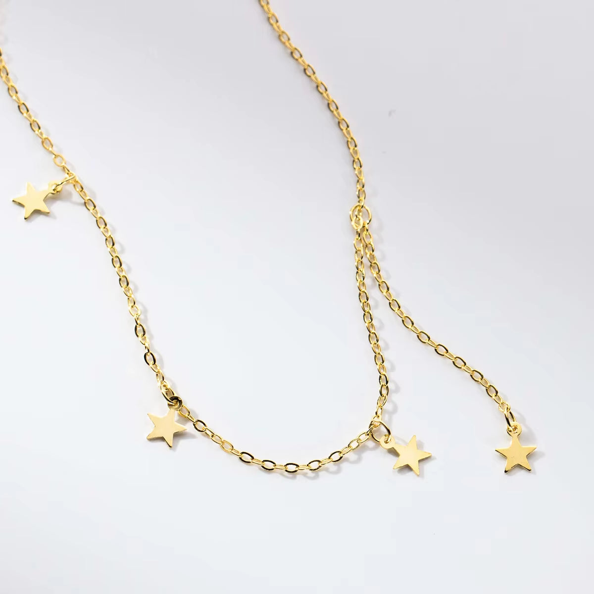 Fashion Jewelry 925 Silver Necklace Women 925 Sterling Silver Star Drop Gold Plated Chain Necklaces Jewelry Dropshipping