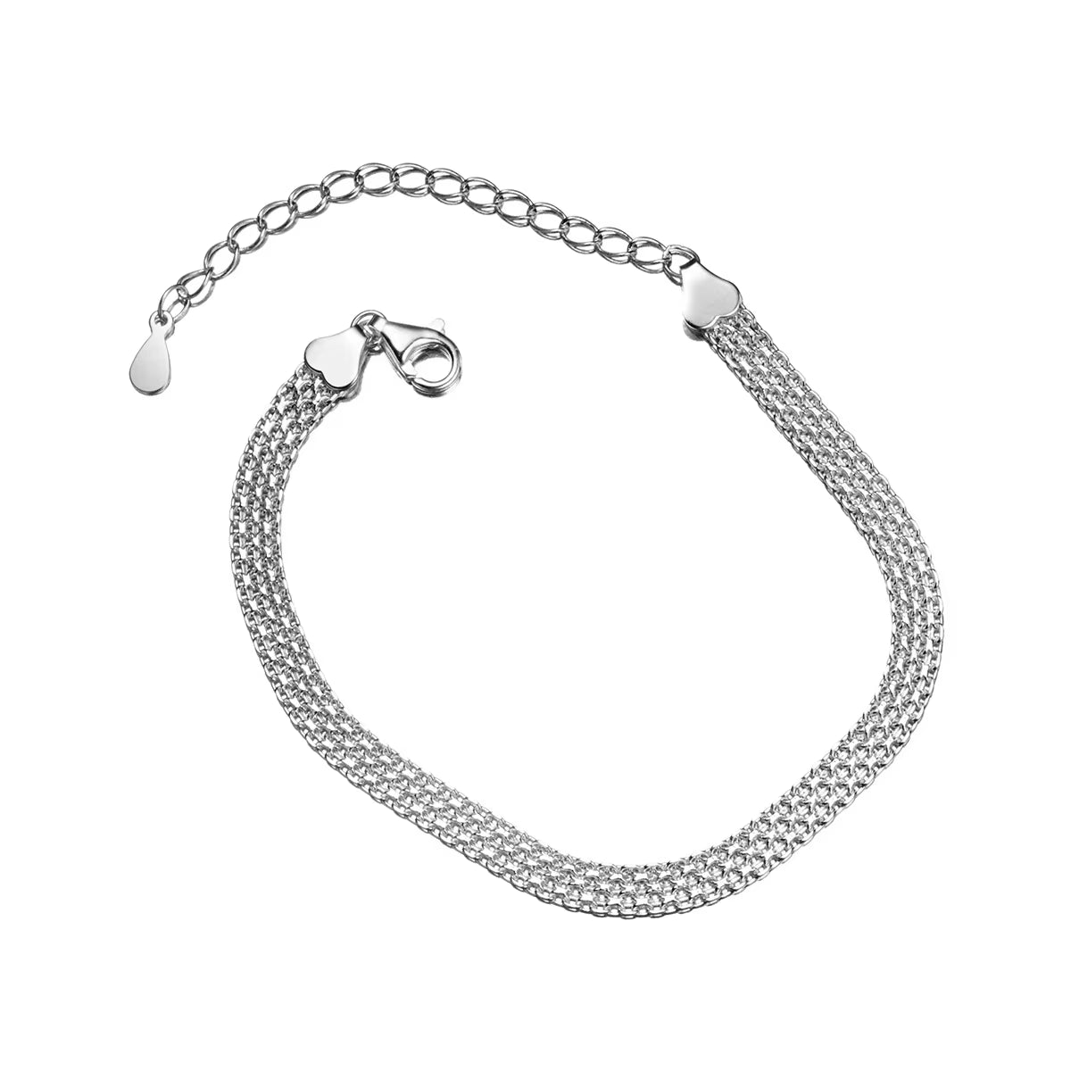 Fashion Minimalist Jewelry Bracelets 925 Sterling Silver Bracelet Wide Flat Weave Woven Plain Gold Plated Bracelets for Women