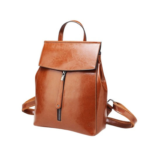 Retro Oil Wax Cowhide Women’s Backpack
