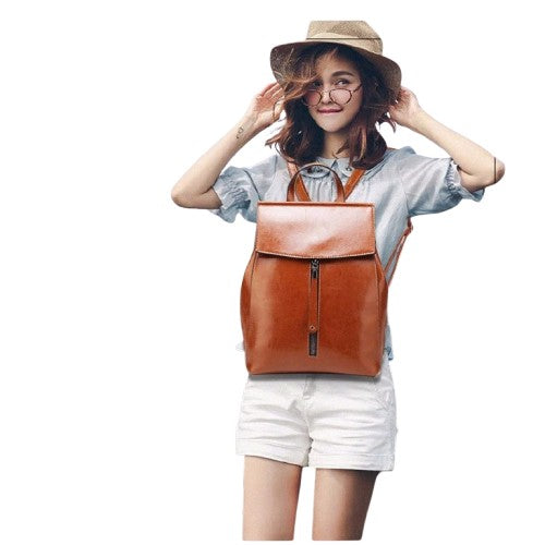 Retro Oil Wax Cowhide Women’s Backpack