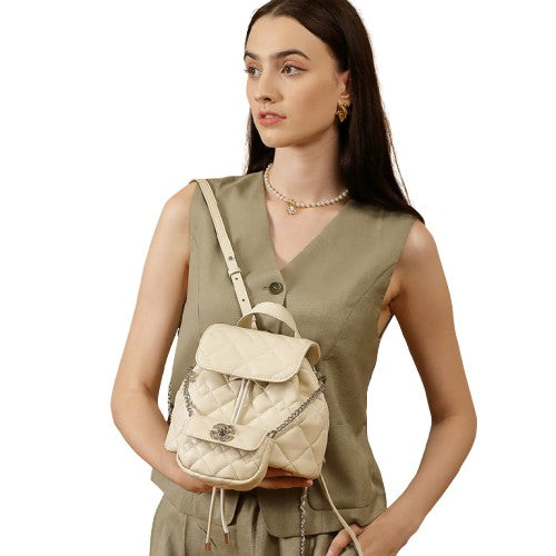 Genuine Leather Rhombic Chain Women’s Backpack