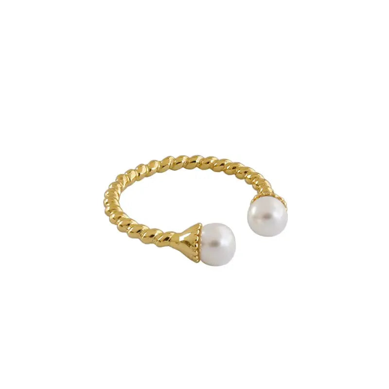 Gold Plated Sterling Silver Pearl Bridal Engagement Ring