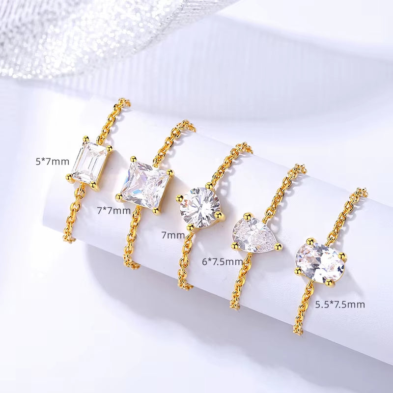 Wholesale 925 Silver Ring Jewelry for Women 925 Sterling Silver 18K Gold Plated Chain Adjustable Casual Rings for Women