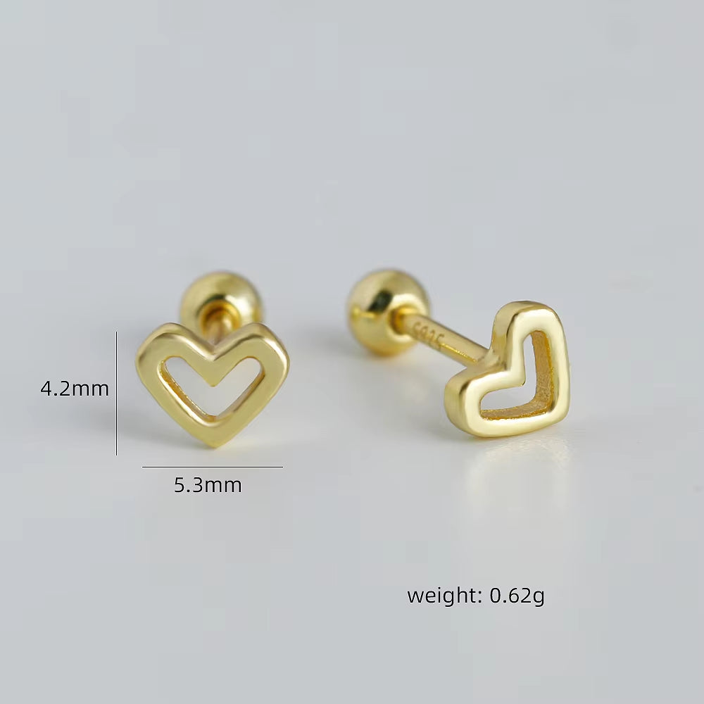 Minimalist Heart Stud Earrings (Gold Plated)