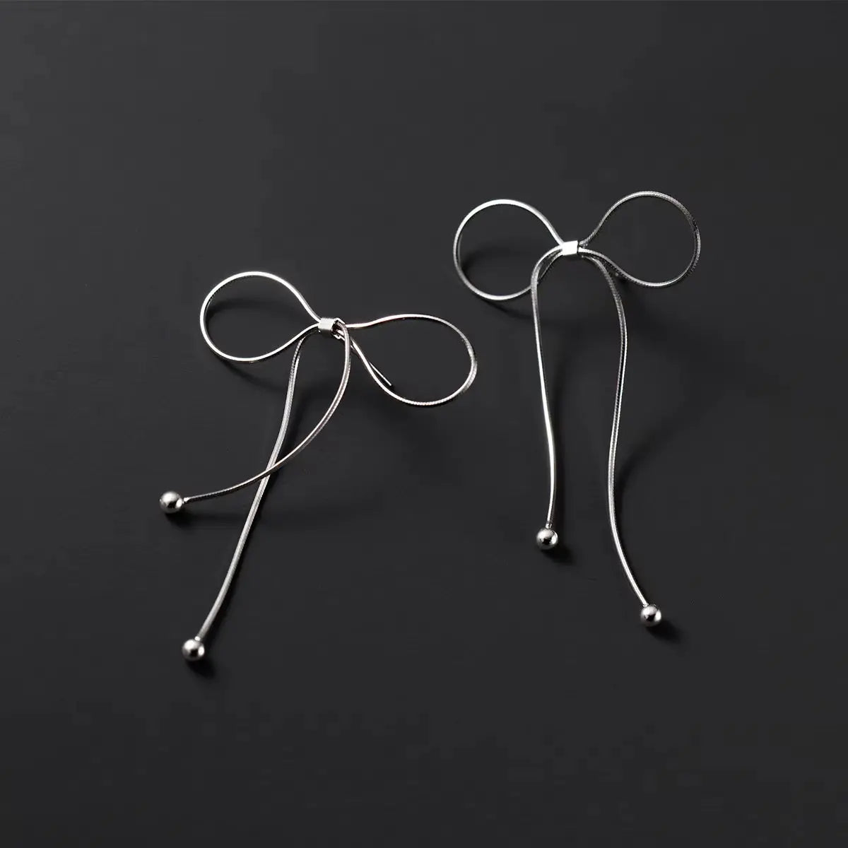 Sterling Silver Tassel Bowknot Earrings