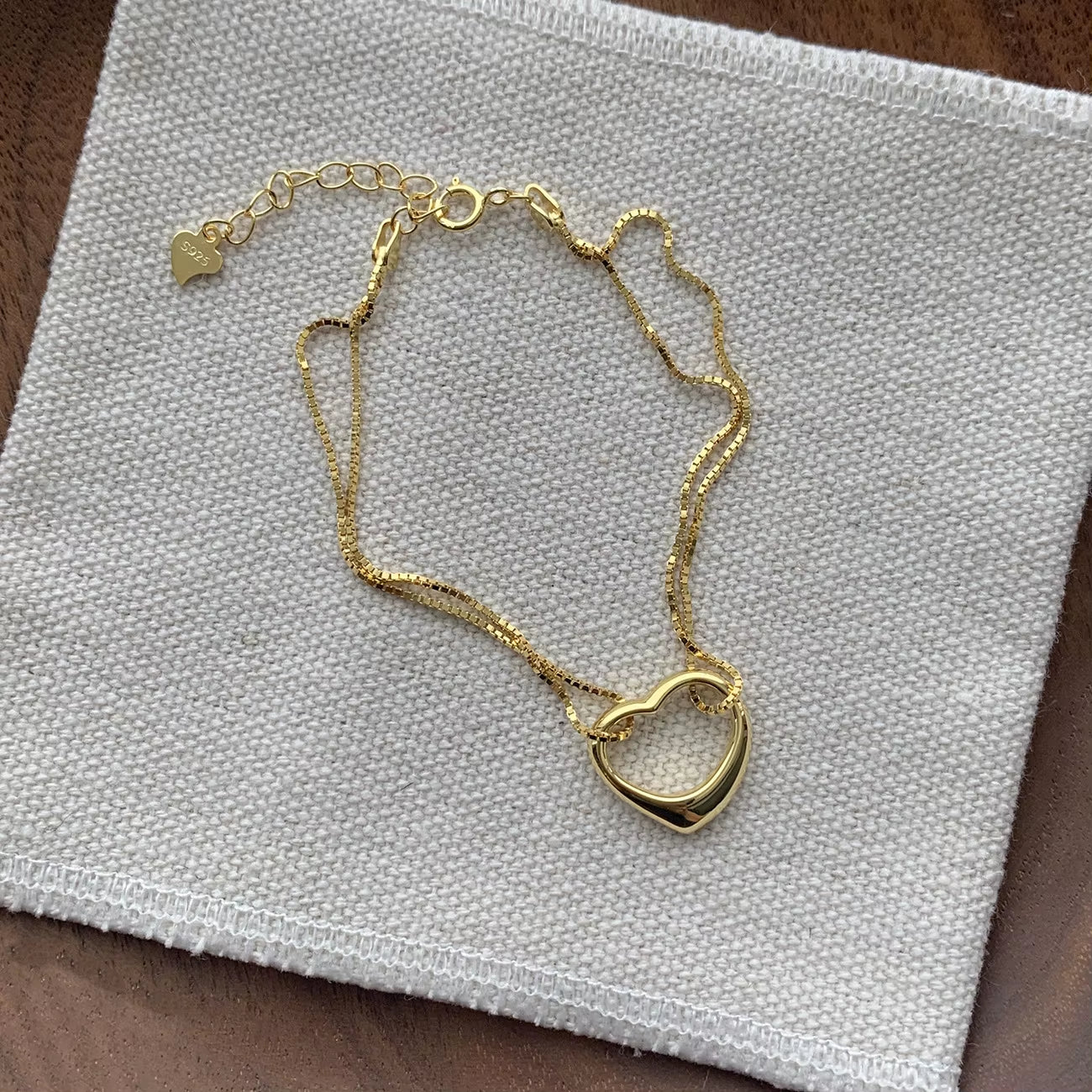 Wholesale Fashion 925 Silver Bracelet Jewelry for Women Fine 925 Sterling Silver Double Chain Heart Bracelet Jewelry