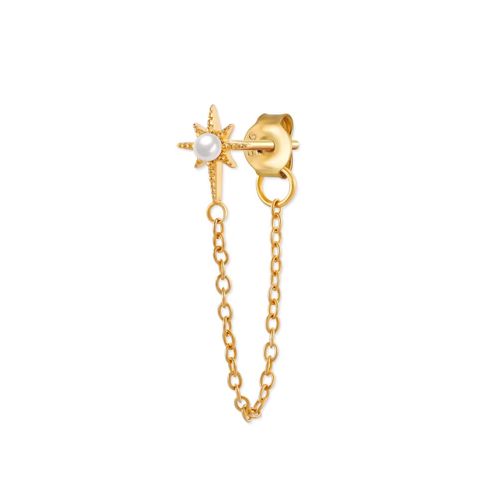 Korean Fashion Jewelry 925 Sterling Silver Long Tassel Earrings Set Snake Sun Flower Star Shape Gold Chain Stud Earrings Women