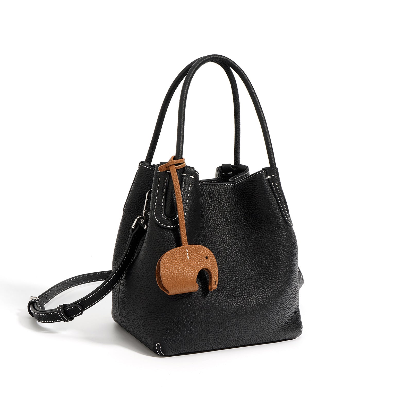 Textured Cowhide Women’s Bucket Messenger Bag