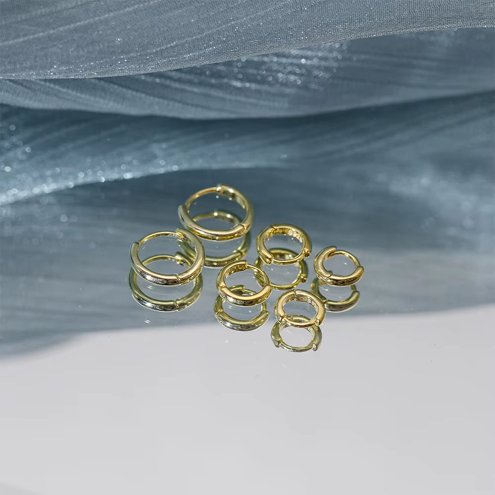 Dropshipping 925 Sterling Silver Simple Plain round Classic Ins Style Geometric Minimalist All-Match Hoop Earrings for Women
