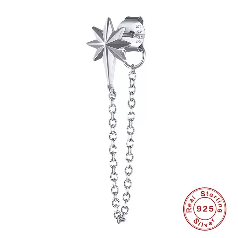 Korean Fashion Jewelry 925 Sterling Silver Long Tassel Earrings Set Snake Sun Flower Star Shape Gold Chain Stud Earrings Women
