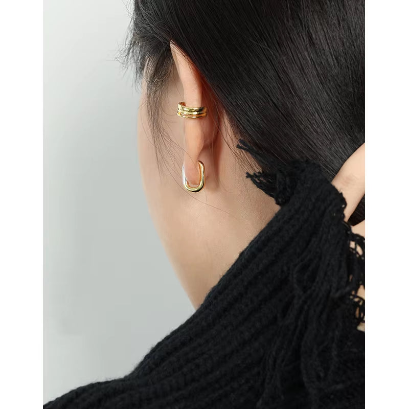 Wholesale Silver Earring Jewelry Women 925 Sterling Silver Huggie Hoop Earrings Double Color Sterling Silver Earring Women