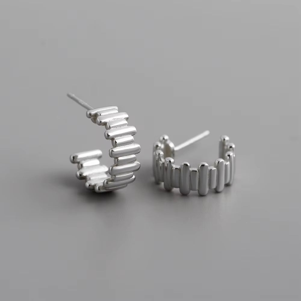 Irregular Line 18K Gold Plated Sterling Silver Stud Earrings