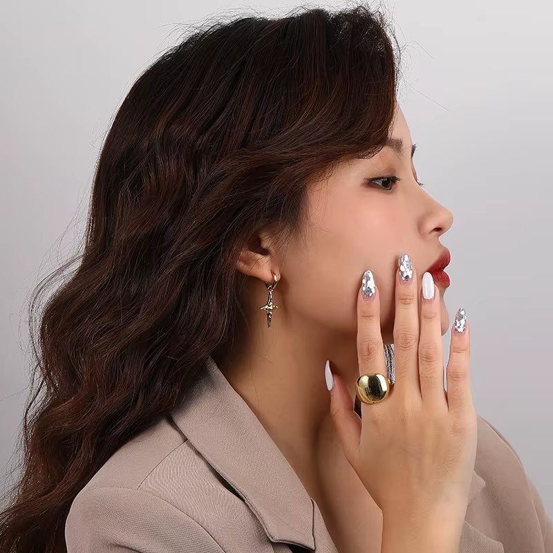 Wholesale 925 Silver Earrings Women 925 Sterling Silver Moon and Star Drop Hoop Earrings Gold Plated Drop Earrings Jewelry