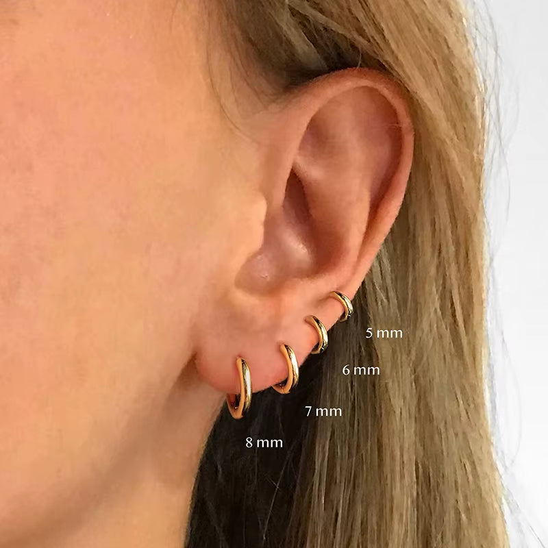Dropshipping 925 Sterling Silver Simple Plain round Classic Ins Style Geometric Minimalist All-Match Hoop Earrings for Women