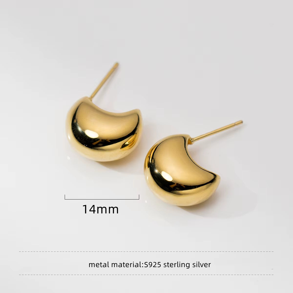 Wholesale Earring Jewelry S925 Silver Stud Earrings Women Gold Plated Sterling Silver Big Stud Earrings Women